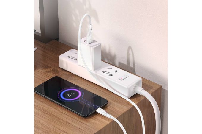 Кабель USB - MicroUSB HOCO X97 (светло-серый) 1м силиконовый