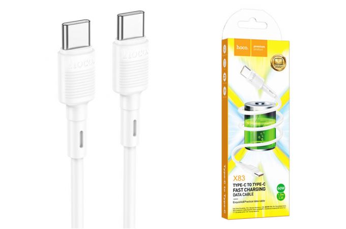 Кабель USB Type-C - USB Type-C HOCO X83 PD60W (белый) 1м