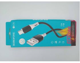 Кабель USB - USB Type-C BOROFONE BX79, 2,4A (черный) силиконовый 1м (УЦЕНКА! МЯТАЯ УПАКОВКА)