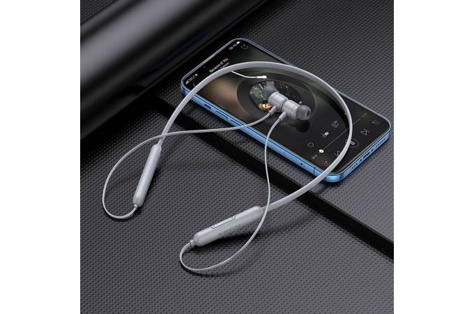 Наушники вакуумные беспроводные BOROFONE BE58 Neck hanging wireless BT headset Bluetooth (серый)
