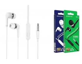 Наушники вакуумные проводные BOROFONE BM39 Refined chat universal earphones (белый)