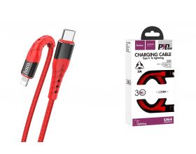 Кабель USB Type-C - Lightning HOCO U64, 3A PD18W (красный) 1,2м (в оплетке, с усилением сгиба)