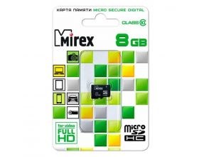 Карта памяти microSDHC MIREX 8 GB (class 10) без адаптера (13612-MC10SD08)