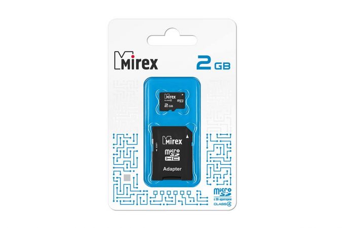 Карта памяти microSDHC MIREX 2 GB (class 4) с адаптером (13613-ADTMSD02)