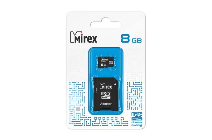 Карта памяти microSDHC MIREX 8 GB (class 4) с адаптером (13613-ADTMSD08)