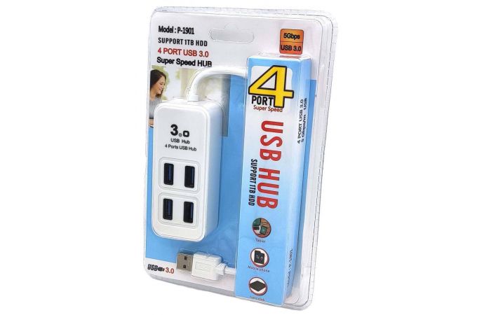 Разветвитель USB HUB 3.0 NN-HB008 на 4 порта (белый)