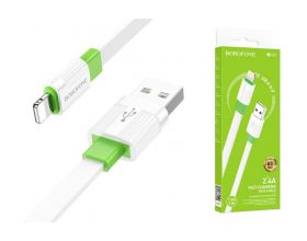 Кабель USB - Lightning BOROFONE BX89 2,4A (бело-зеленый) 1м