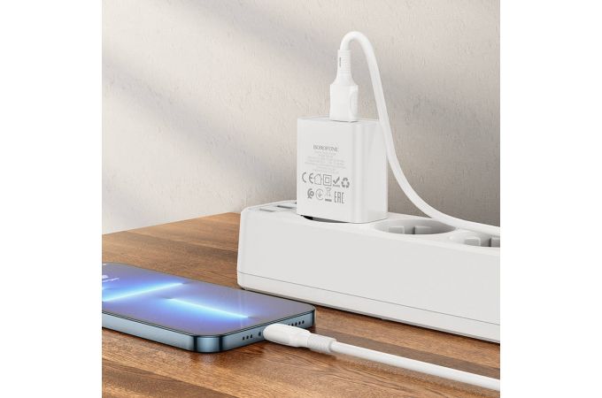 Сетевое зарядное устройство USB + кабель Lightning BOROFONE BA74A Aspirer charger 2100 mAh (белый)