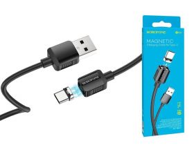 Кабель USB - USB Type-C BOROFONE BX57, 3A (черный) 1м (магнитный)