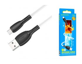 Кабель USB - MicroUSB BOROFONE BX86 cиликоновый 2,4A (белый) 1м