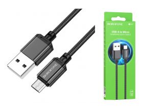 Кабель USB - MicroUSB BOROFONE BX87 2,4A (черный) 1м