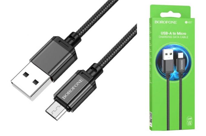 Кабель USB - MicroUSB BOROFONE BX87 2,4A (черный) 1м