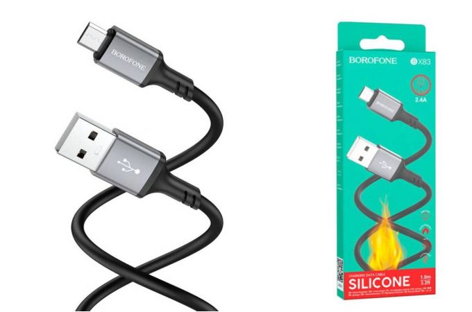 Кабель USB - MicroUSB BOROFONE BX83 2,4A (черный) 1м