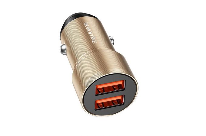 Автомобильное зарядное устройство АЗУ 2USB BOROFONE BZ19 Wisdom 2400 mAh (золотой)