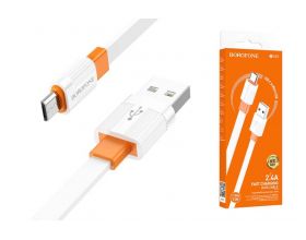 Кабель USB - MicroUSB BOROFONE BX89 2,4A (бело-оранжевый) 1м