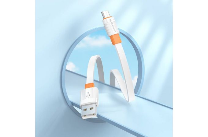 Кабель USB - MicroUSB BOROFONE BX89 2,4A (бело-оранжевый) 1м