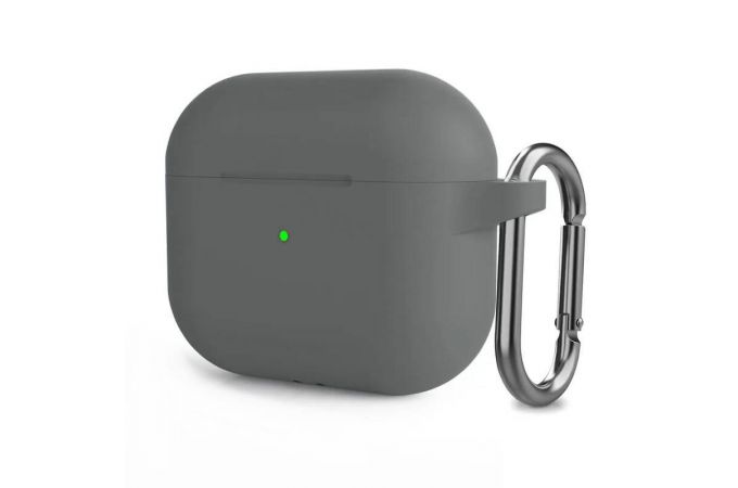 Чехол для наушников Soft-Touch AirPods 3 с карабином и нижней заглушкой (пепел)