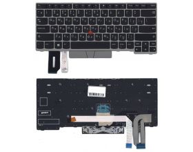 Клавиатура для ноутбука Lenovo ThinkPad E480 E485 черная с серебристой рамкой