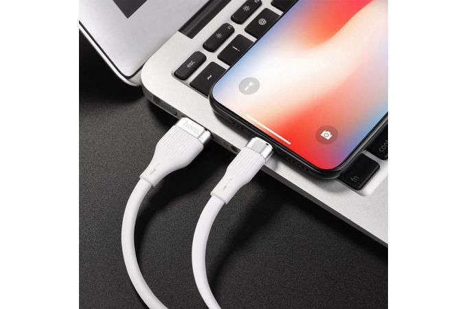 Кабель USB - Lightning HOCO U72, 2,4A (белый) 1,2м (силиконовый)