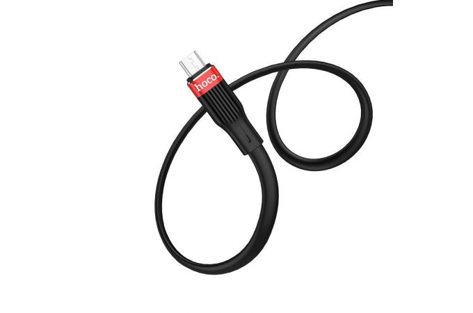 Кабель USB - MicroUSB HOCO U72 2,4A (черный) 1,2м (силиконовый)