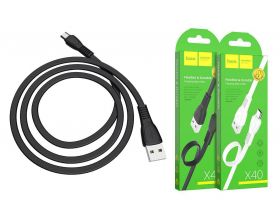 Кабель USB - MicroUSB HOCO X40 2,4A (черный) 1м