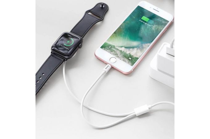 Зарядное устройство беспроводное HOCO U69 2-in-1 Charging cable for Lightning+iWatch 1м (белый)