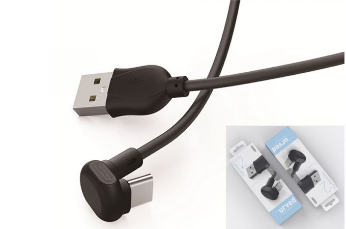 Кабель USB - USB Type-C EZRA DC12, 2.1A (черный) 1.2м (для игр, угловой)