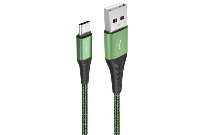 Кабель USB - USB Type-C MAIMi X33 5A (зеленый) 1м (в оплетке)