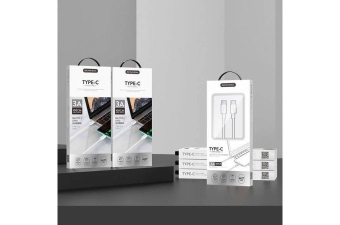 Кабель USB Type-C - USB Type-C SENDEM M27 3A PD18W (белый) 1м