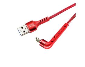 Кабель USB - USB Type-C Орбита OT-SMT22 2.4A (красный) 1м (в оплетке, угловой)