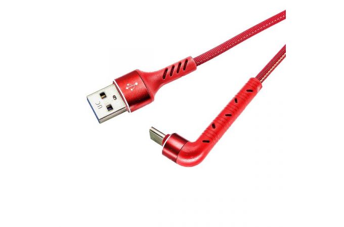 Кабель USB - USB Type-C Орбита OT-SMT22 2.4A (красный) 1м (в оплетке, угловой)