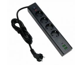 Сетевой фильтр с USB заряд. Cablexpert Exnovo EXN-4-CU2-B-2 черный, 4розетки, 16А, 1xType-C PD, 30Вт, 2хUSB, 2м