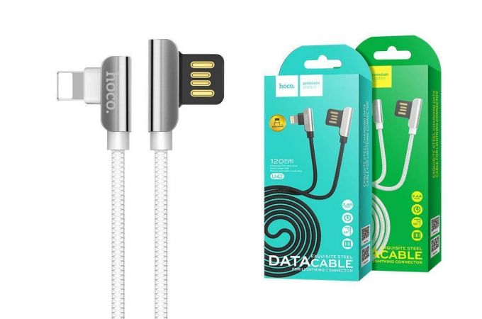 Кабель USB - Lightning HOCO U42, 2,4A (белый) 1,2м (угловой)