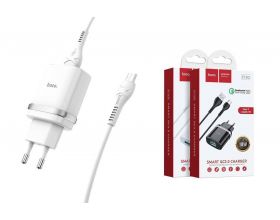 Сетевое зарядное устройство 2USB + кабель MicroUSB HOCO C12Q (быстрая зарядка) 3000 mAh (белый)