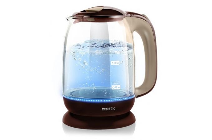 Чайник CENTEK CT-0034 Vancouver Coffee 2200Вт, 1.8л, стекло,  внутренняя LED подсветка