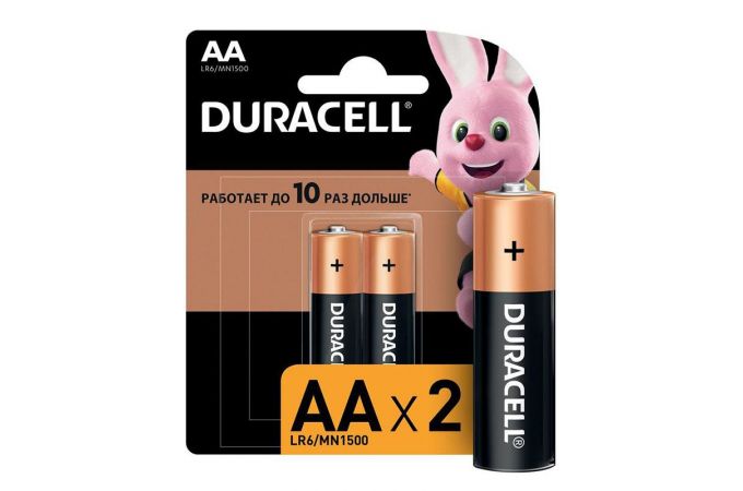 Батарейка алкалиновая Duracell LR06 AA 2BL (блистер 2 штуки)