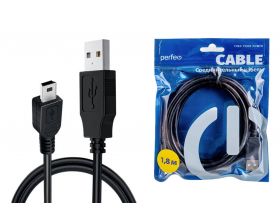 Кабель PERFEO USB2.0 A вилка - Mini USB вилка, длина 1 м. (U4301)