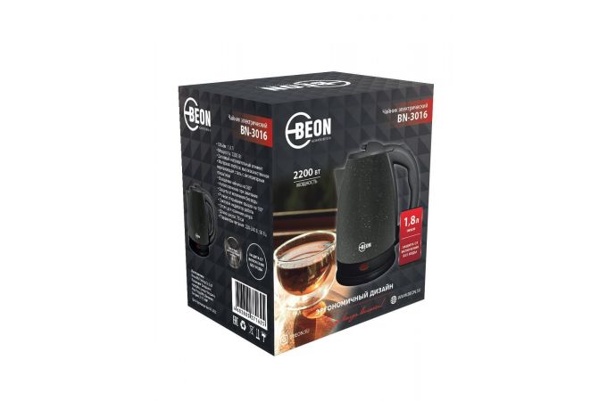 Чайник BEON BN-3016 черный 2200Вт,1,8л,нерж.