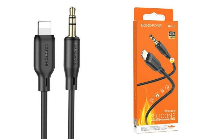 Кабель аудио BOROFONE BL18 (штекер Lightning - штекер AUX) Digital audio conversion cable (черный)