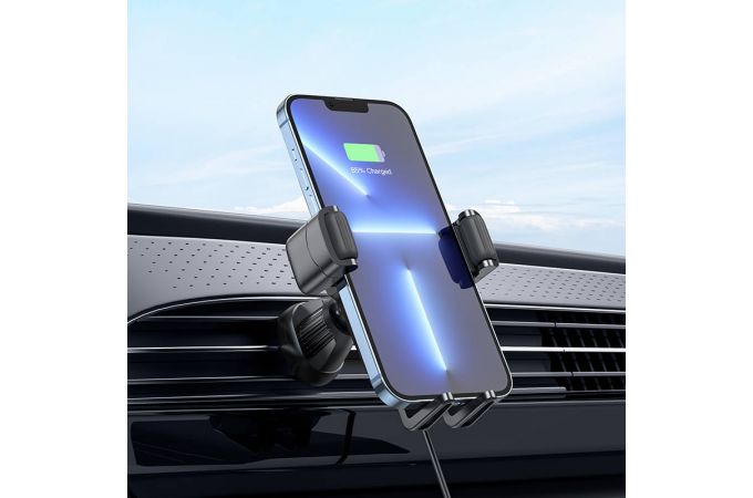 Держатель автомобильный для телефона HOCO HW1 Pro wireless fast charging car holder черный