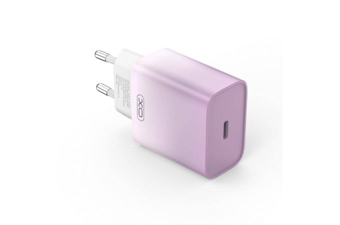 Сетевое зарядное устройство USB + USB-C + кабель Lightning - Type-C XO CE18 PD30W purple