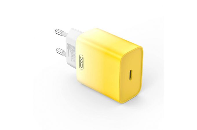 Сетевое зарядное устройство USB-C + кабель Type-C-Type-C XO CE18  PD30W  fast charging  yellow