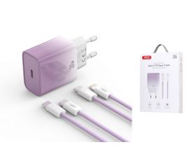 Сетевое зарядное устройство USB-C + кабель Type-C-Type-C XO CE18 PD30W  fast charging  purple