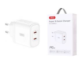 Сетевое зарядное устройство 2 USB-C XO CE08 (EU) PD50W(2USB-C) Fast Charger CE White