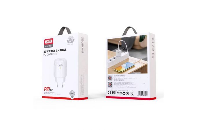 Сетевое зарядное устройство USB-C XO L113 PD20W with LED White