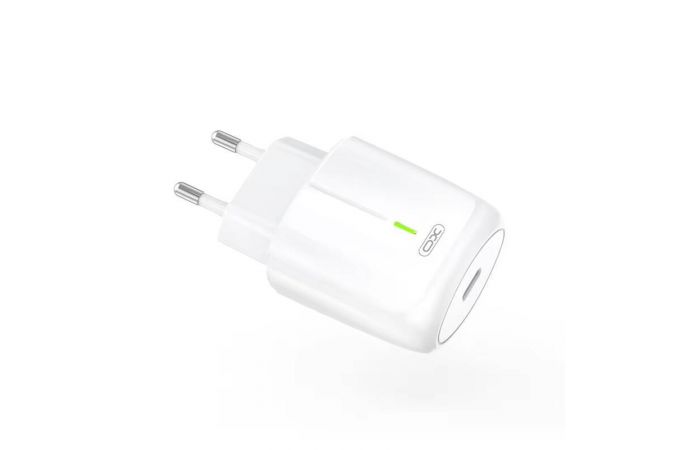 Сетевое зарядное устройство USB-C + кабель Type-C-Type-C XO L113  PD20W with LED White