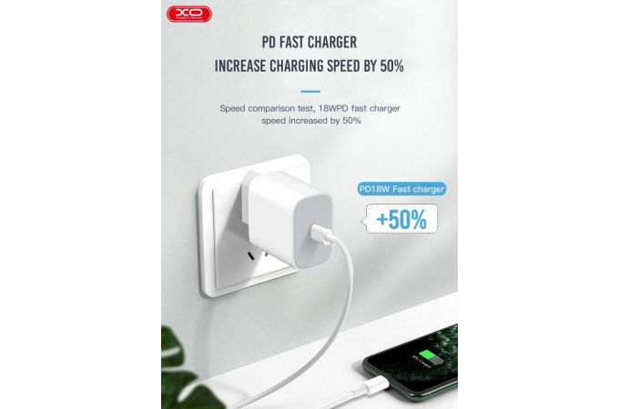 Сетевое зарядное устройство USB-C XO L40 PD 18W fast charger White