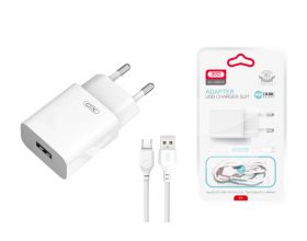 Сетевое зарядное устройство USB + кабель MicroUSB XO L99 2.4A White