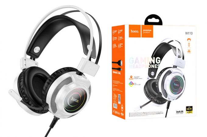 Наушники мониторные проводные HOCO W110 Resource gaming headphones (белый)