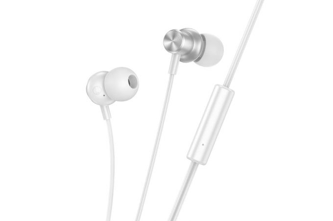 Наушники вакуумные проводные HOCO M110 Encourage metal universal earphones with mic (серебристый)